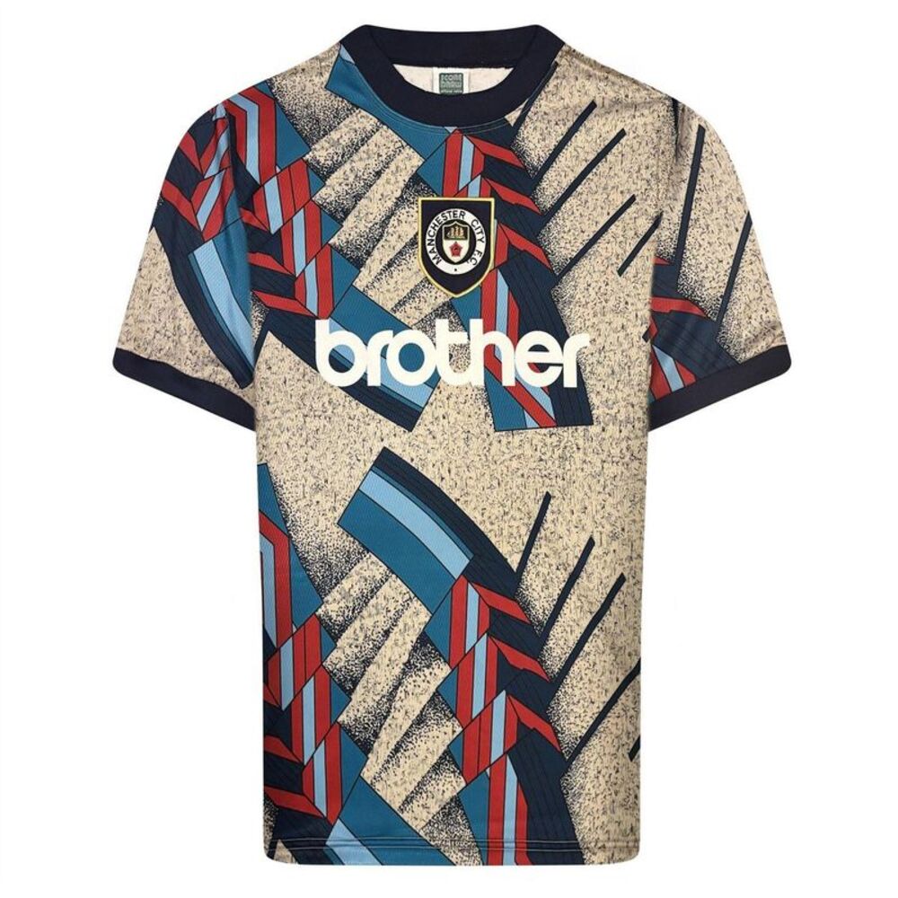Score Draw Mens 1994 Home Manchester City FC Goalkeeper Jersey / Ecru/Blue